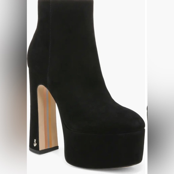 💕HOST PICK💕 SAM EDELMAN 🆕 Eli Platform Bootie. Black Suede Booties. Size 8. - Picture 2 of 9